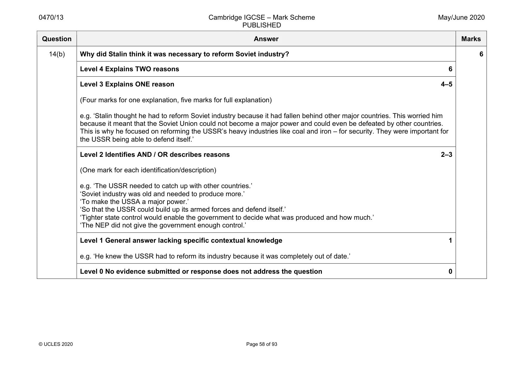 Mark scheme, page 58 of 93