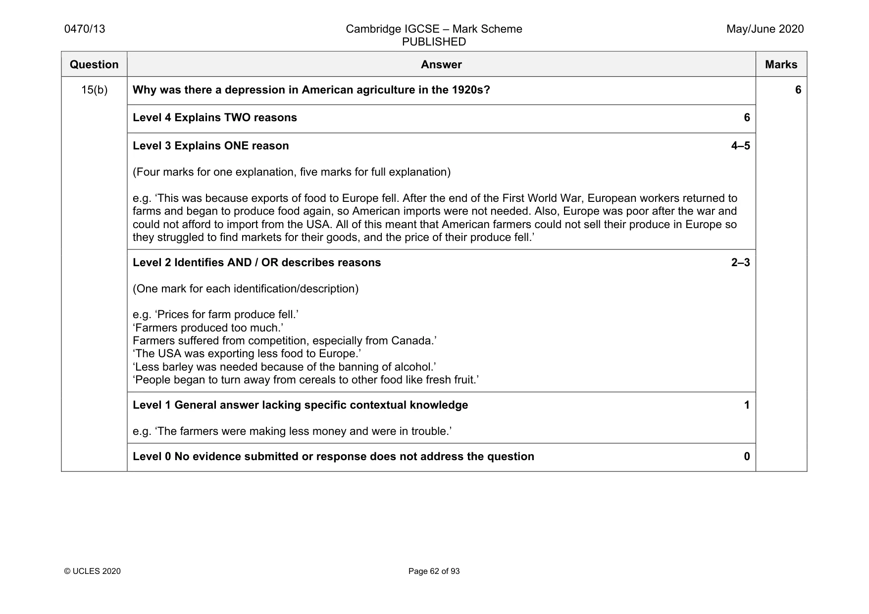 Mark scheme, page 62 of 93