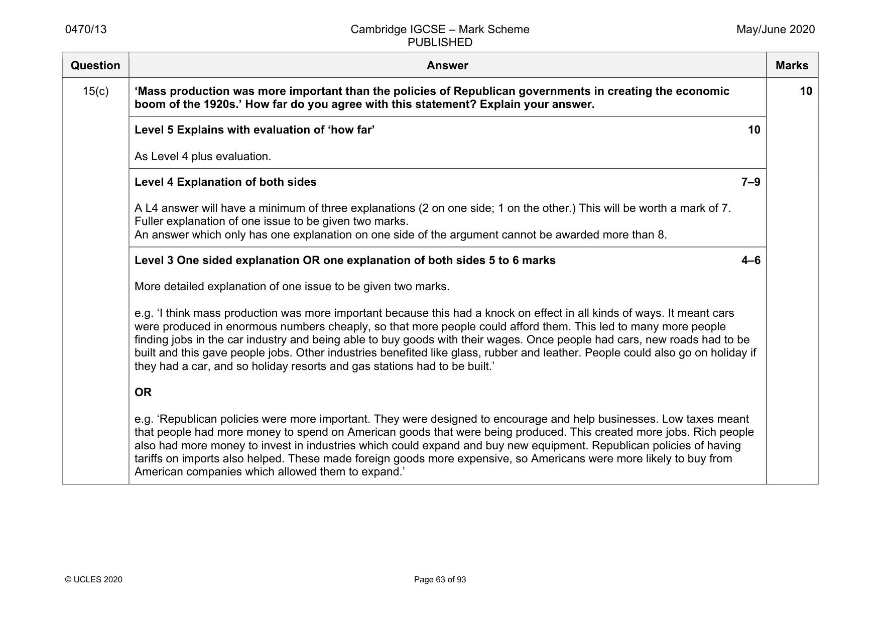 Mark scheme, page 63 of 93
