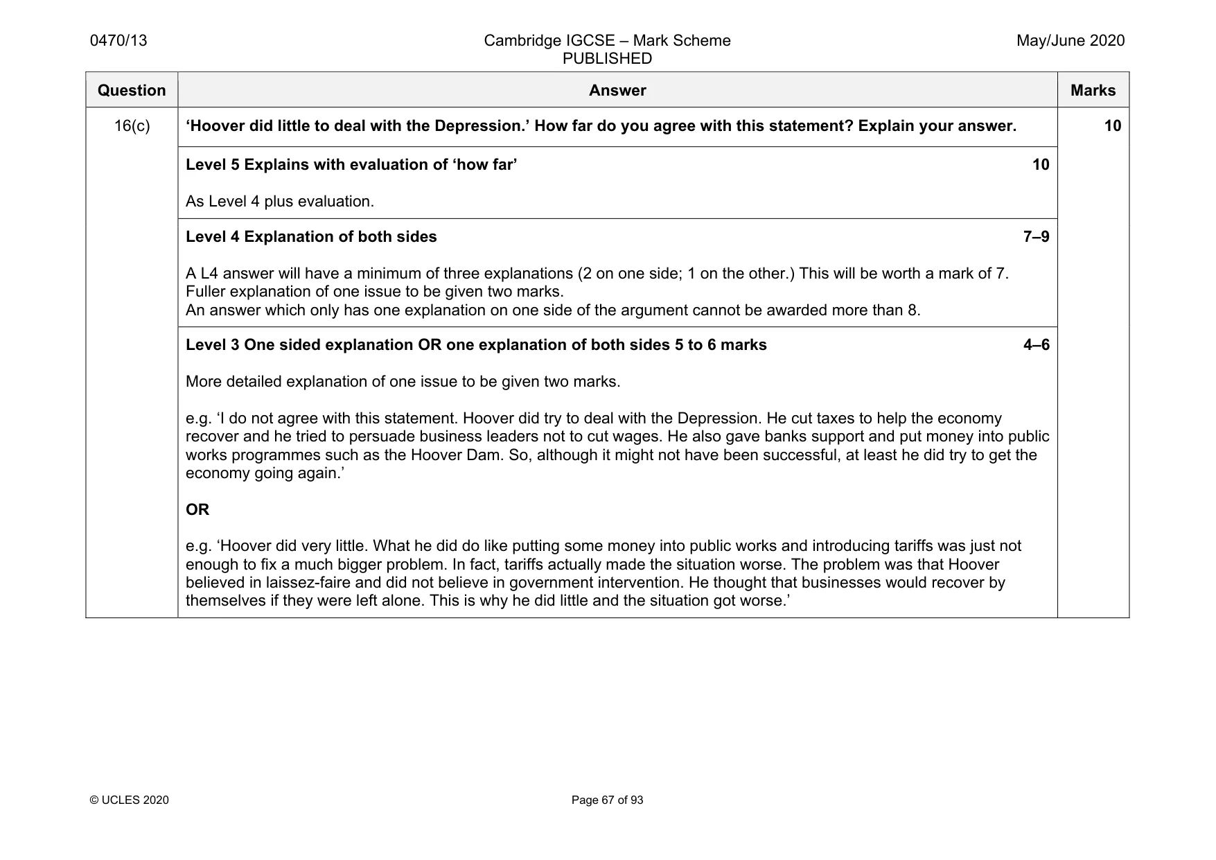 Mark scheme, page 67 of 93