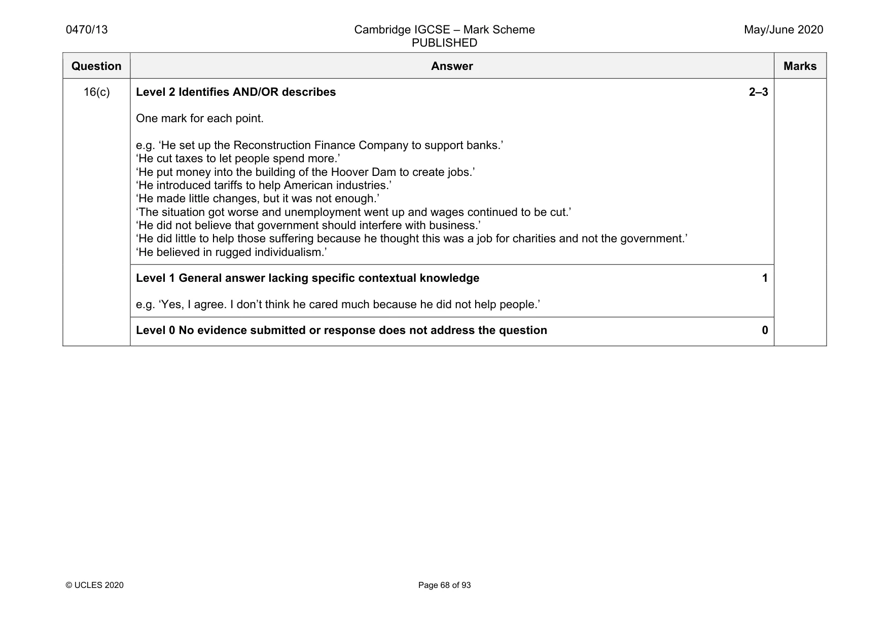 Mark scheme, page 68 of 93