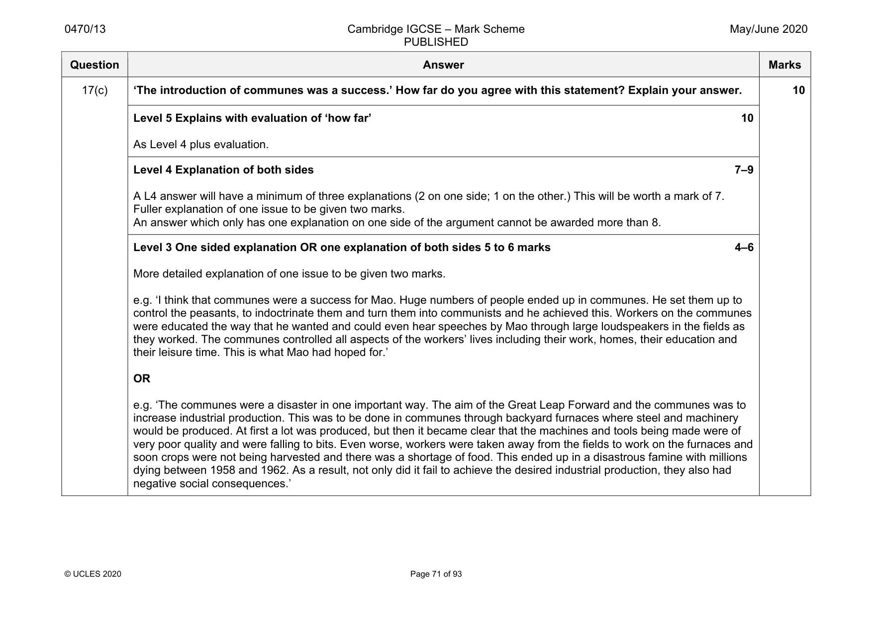 Mark scheme, page 71 of 93