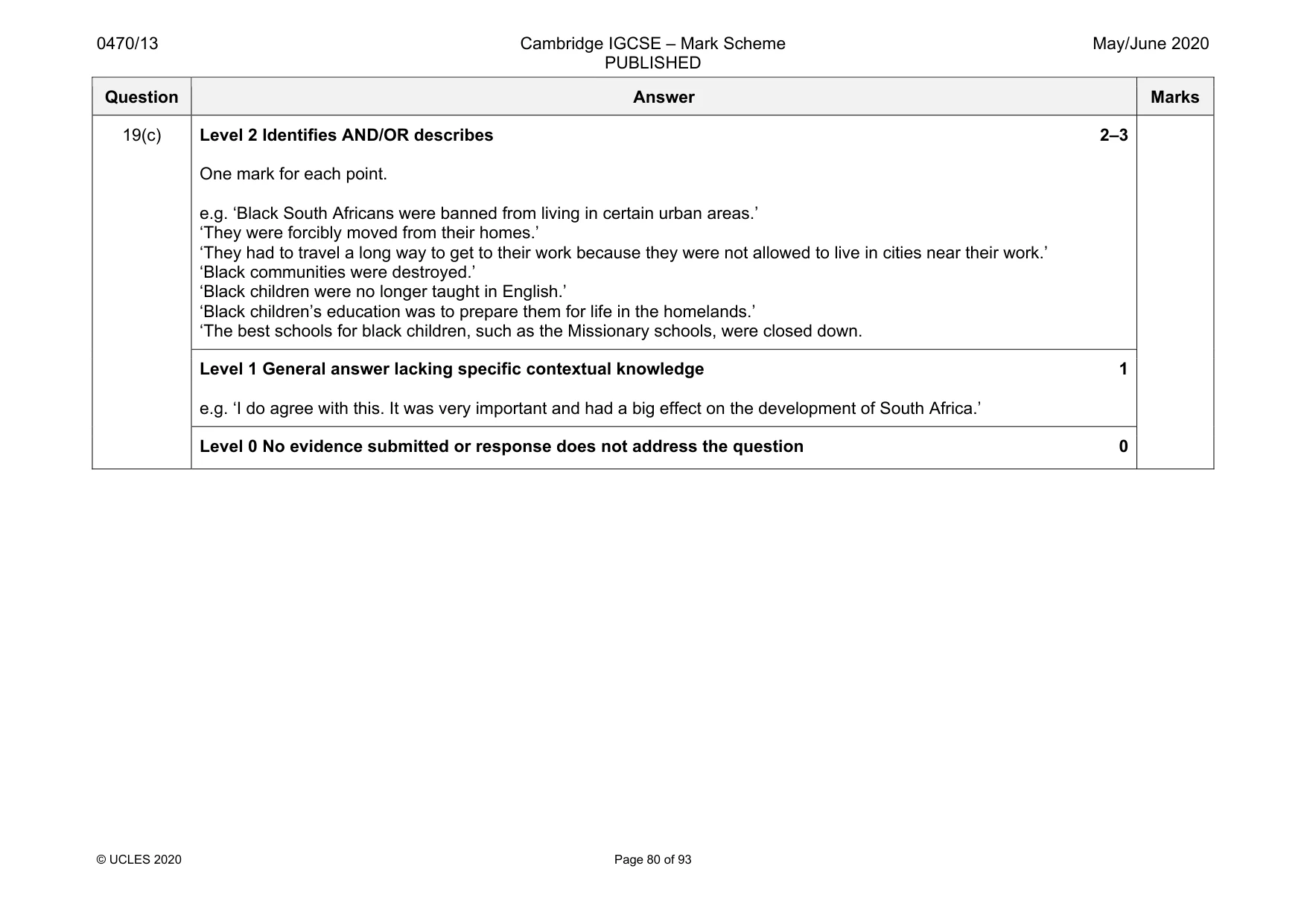 Mark scheme, page 80 of 93