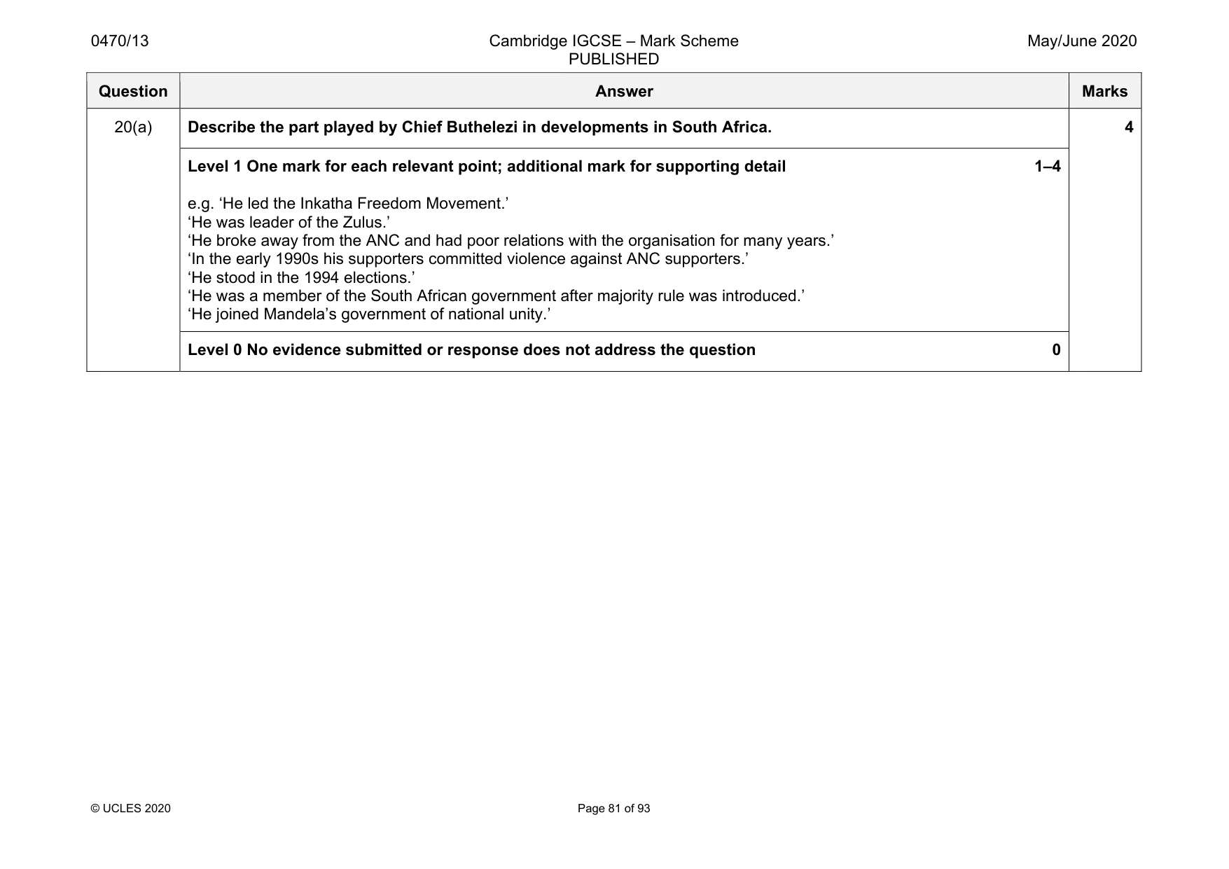 Mark scheme, page 81 of 93