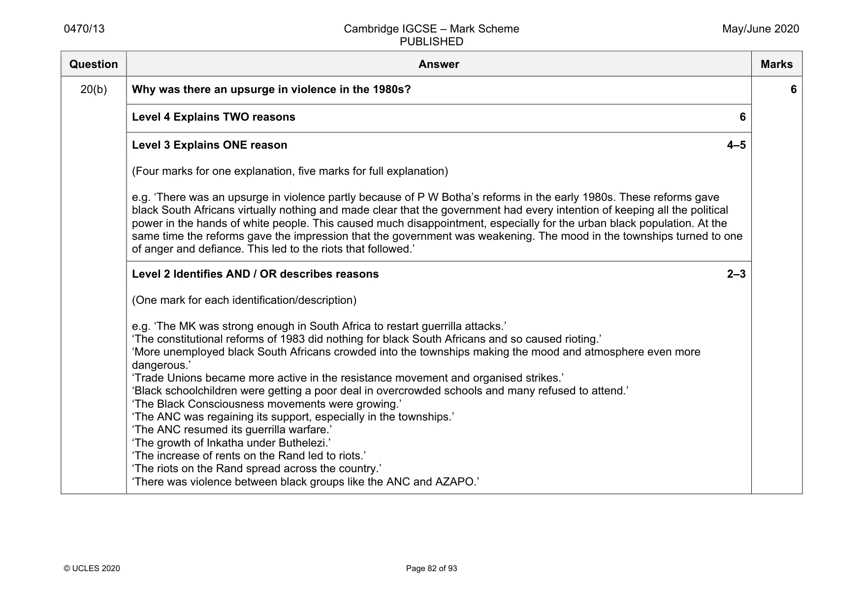 Mark scheme, page 82 of 93