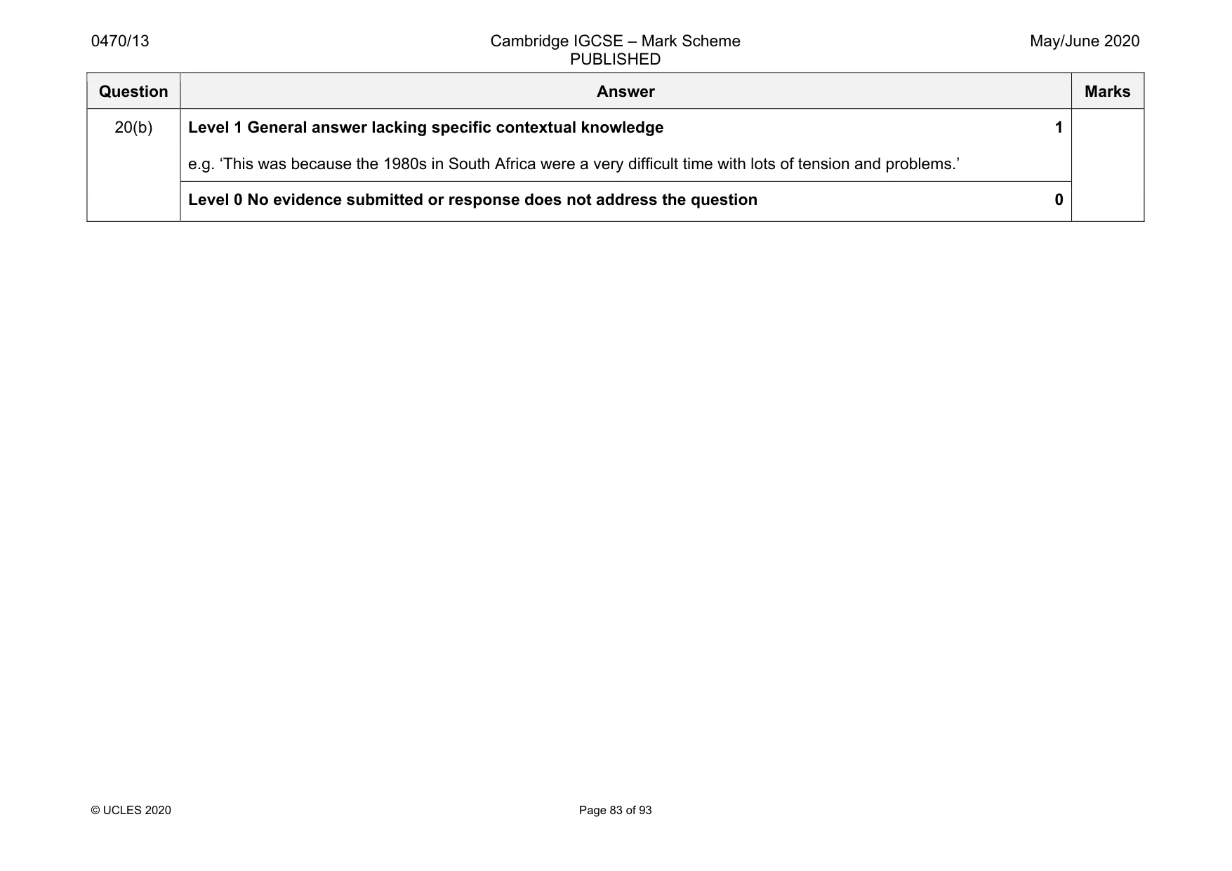 Mark scheme, page 83 of 93