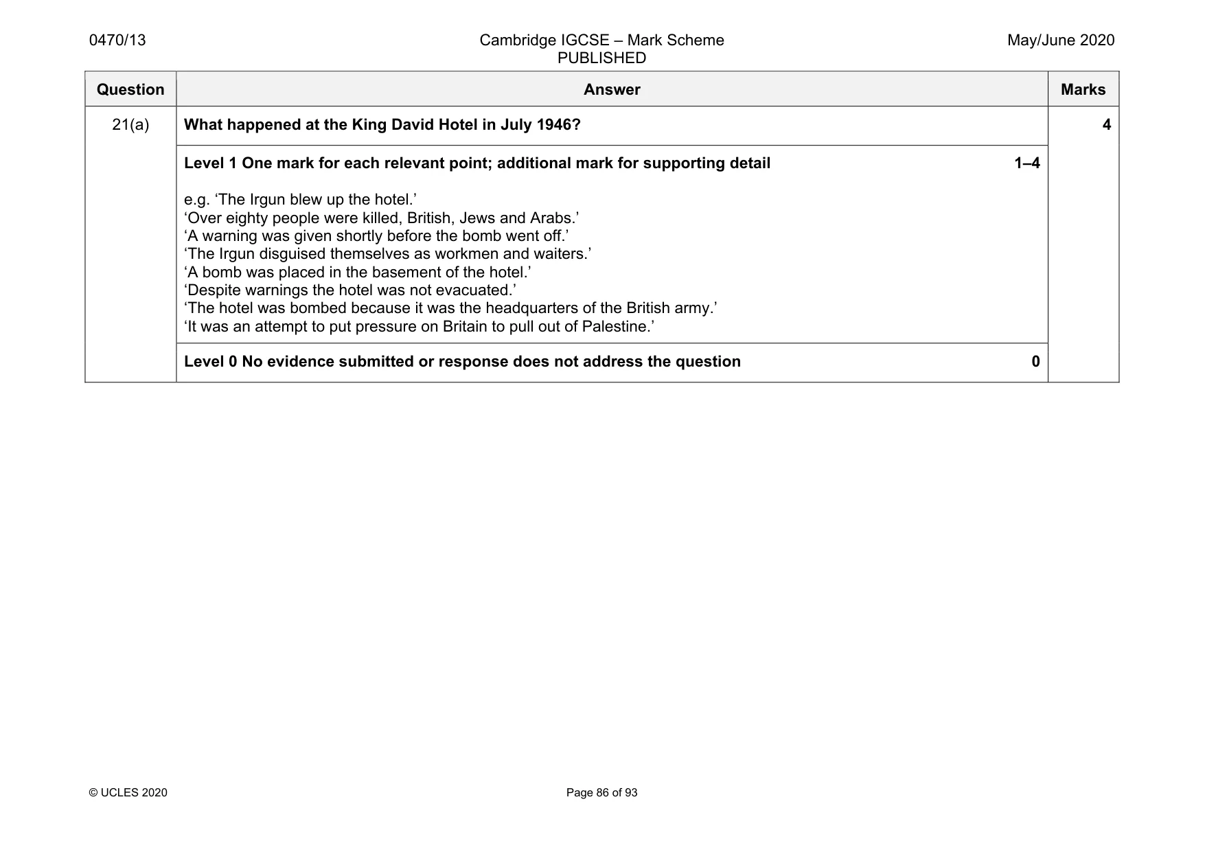 Mark scheme, page 86 of 93