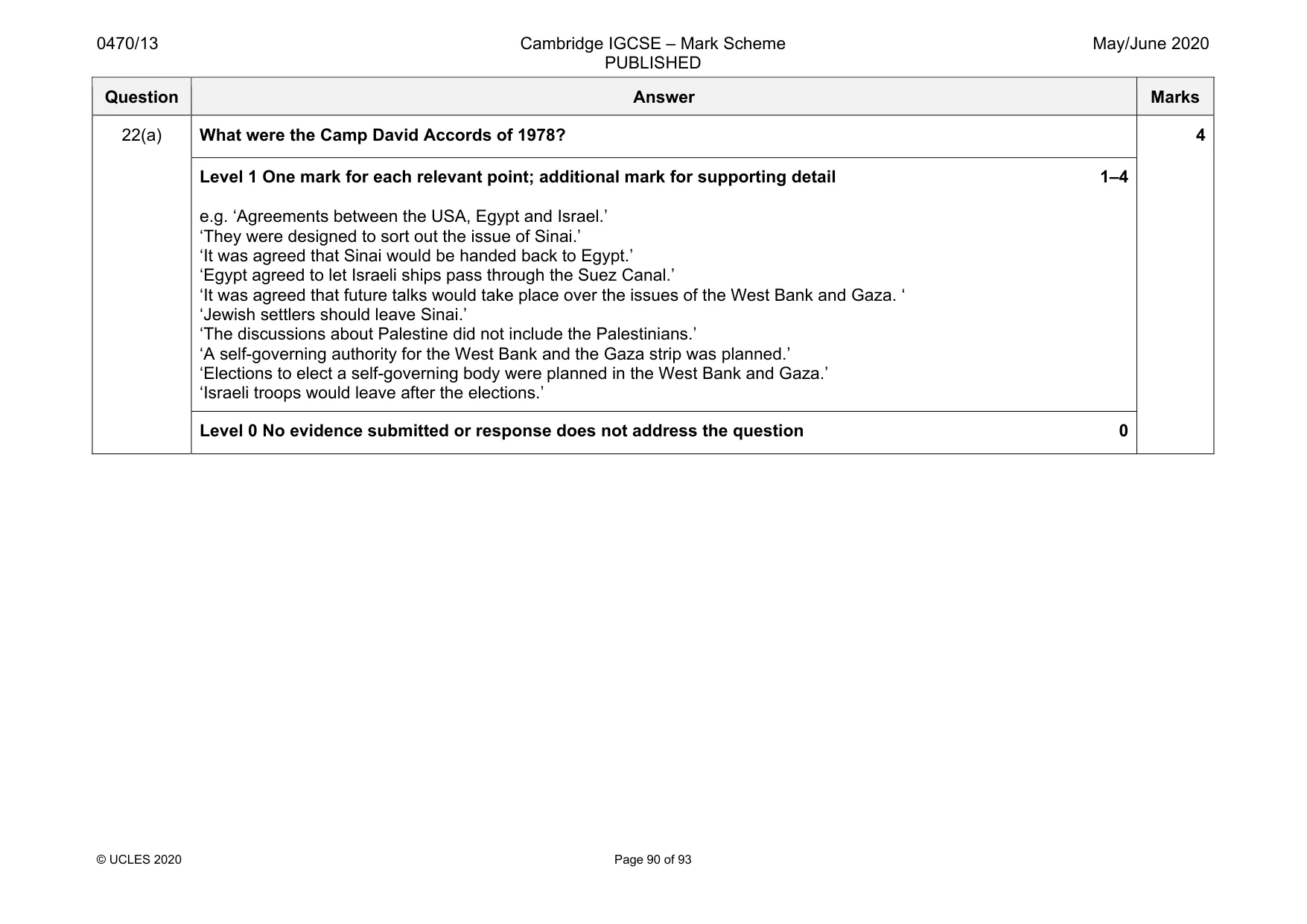 Mark scheme, page 90 of 93