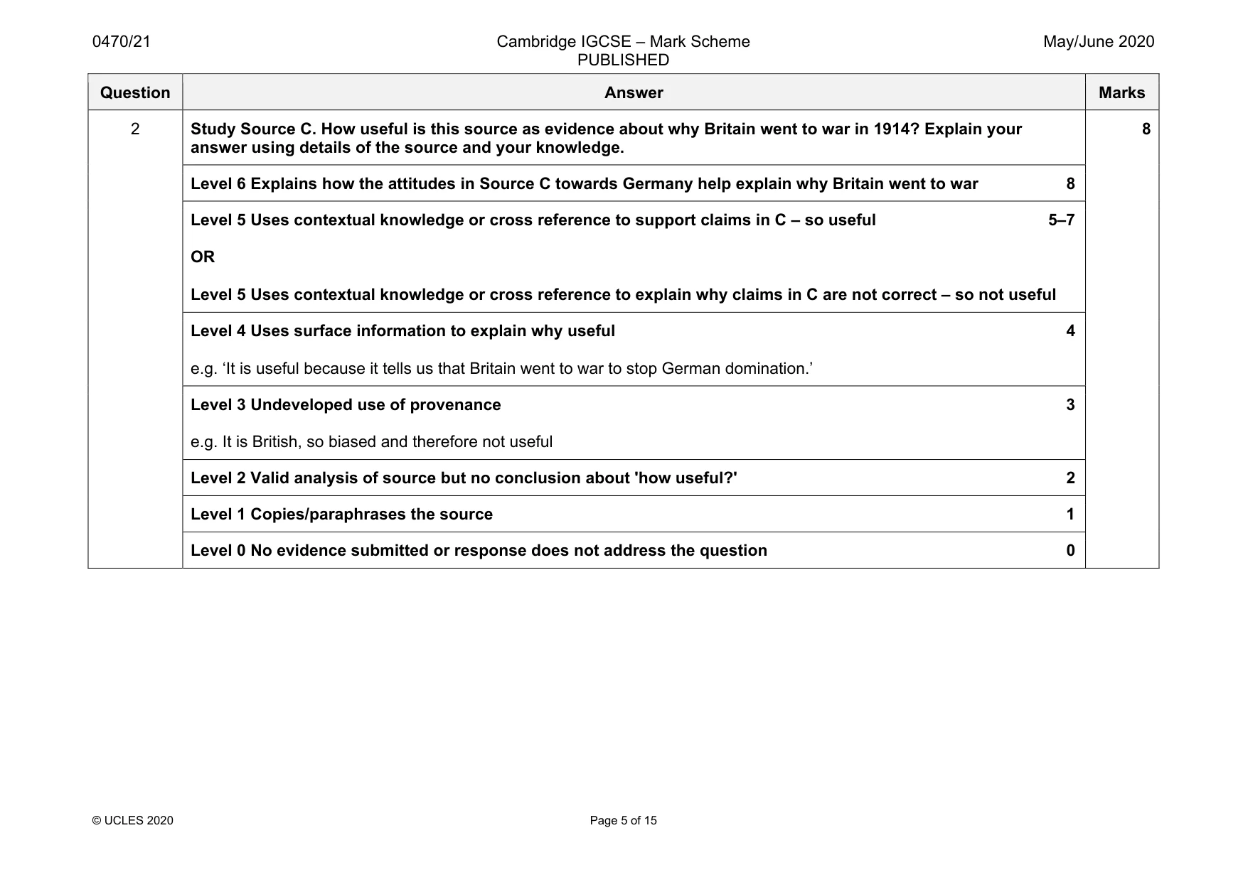 Mark scheme, page 5 of 15