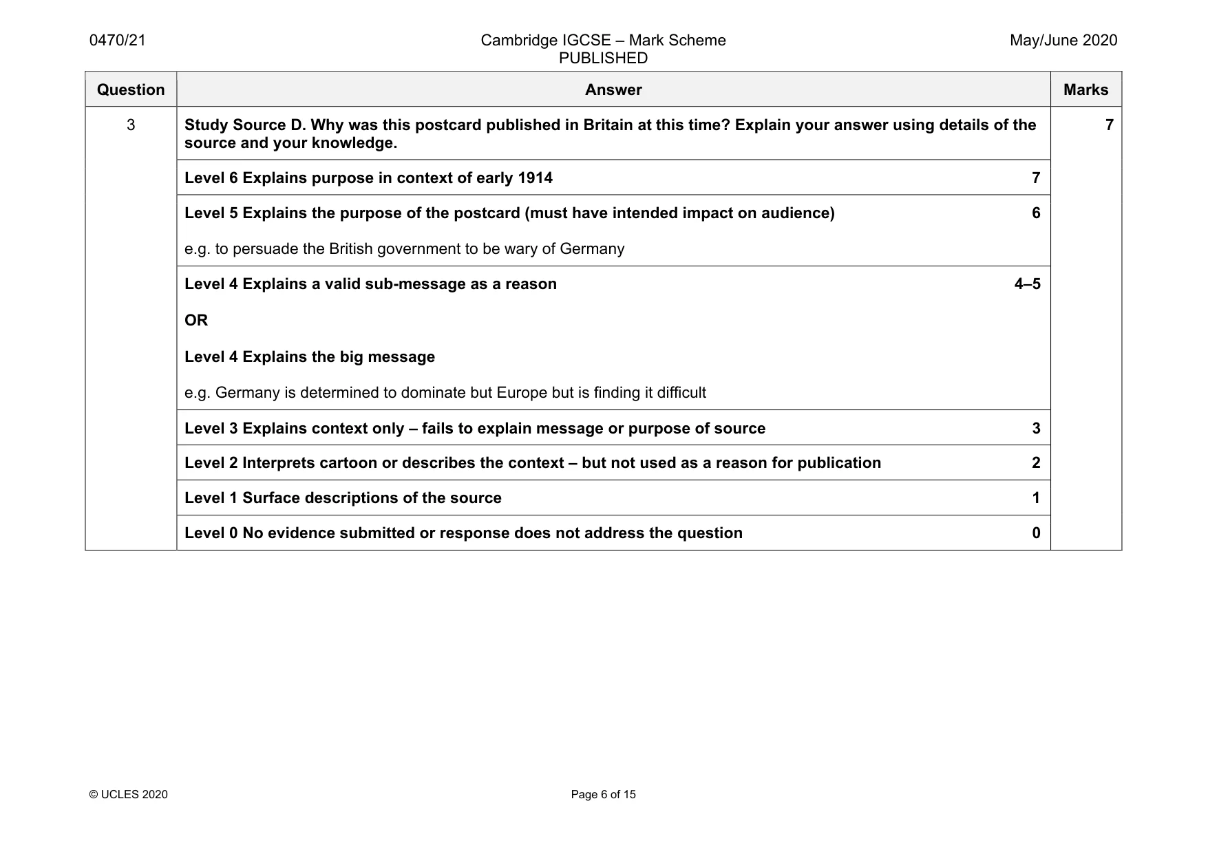 Mark scheme, page 6 of 15