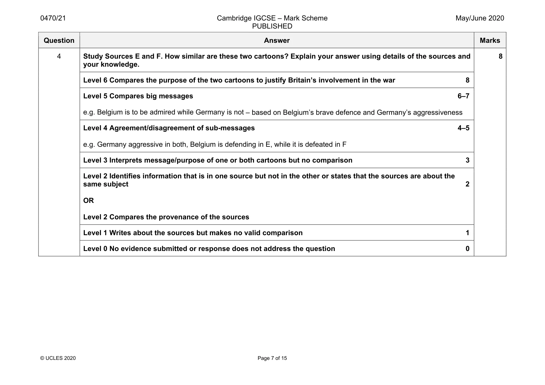 Mark scheme, page 7 of 15