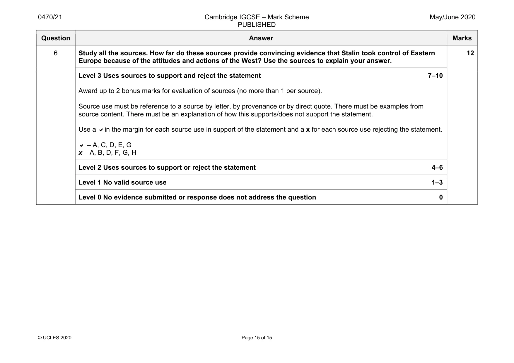 Mark scheme, page 15 of 15