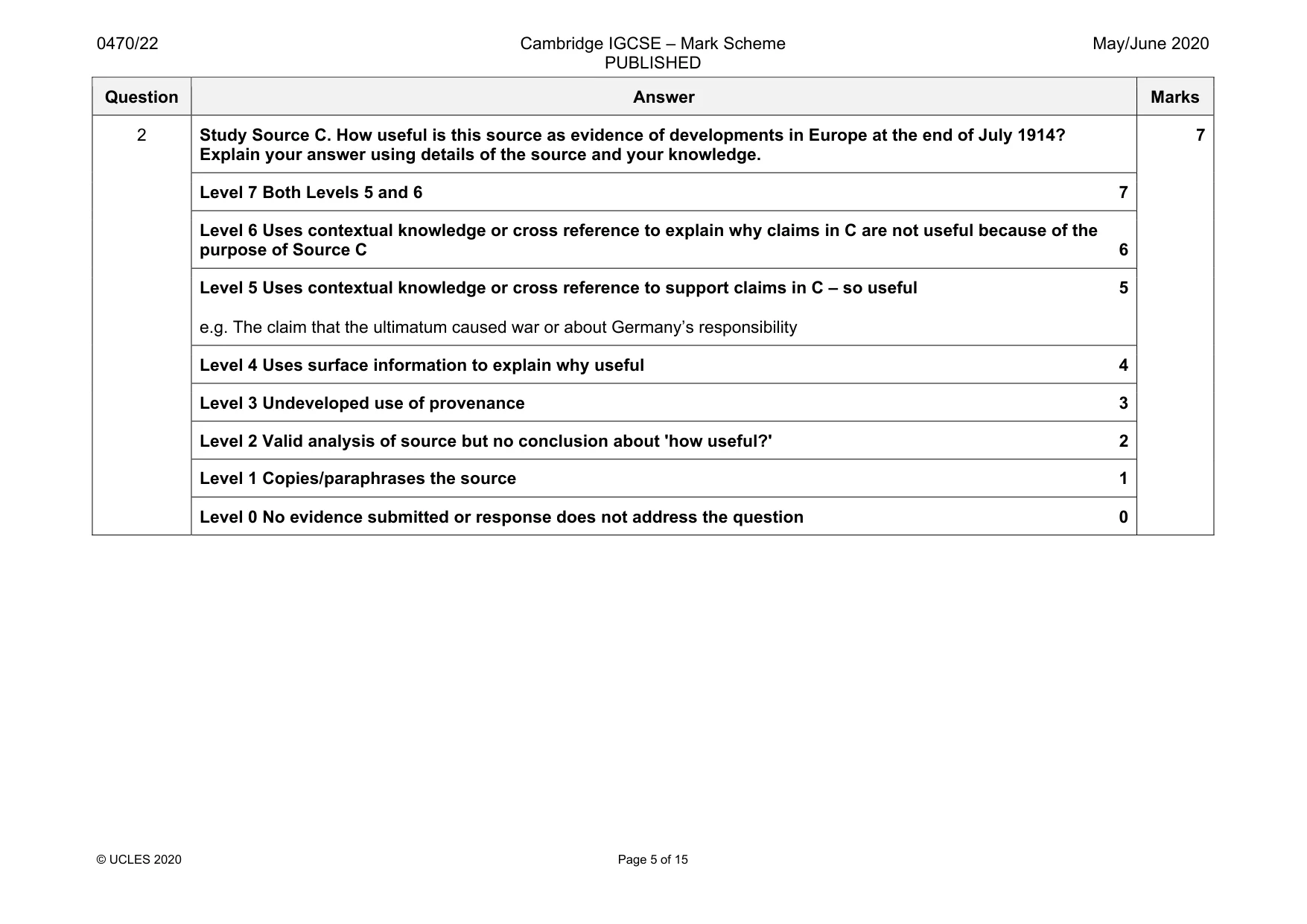 Mark scheme, page 5 of 15