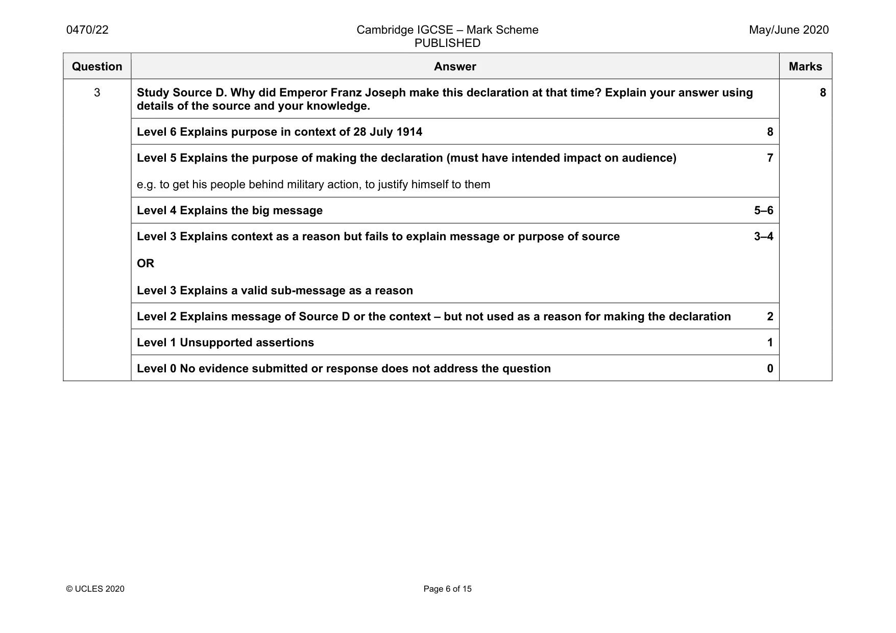 Mark scheme, page 6 of 15