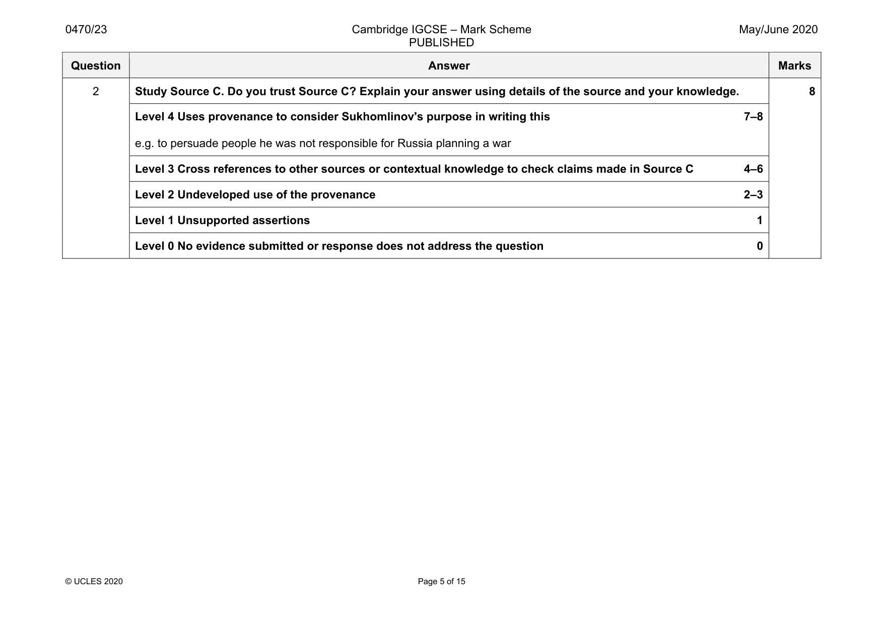 Mark scheme, page 5 of 15