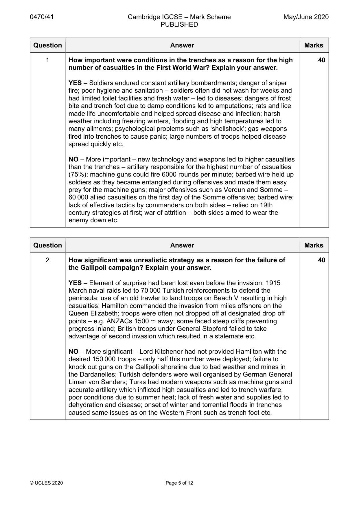 Mark scheme, page 5 of 12