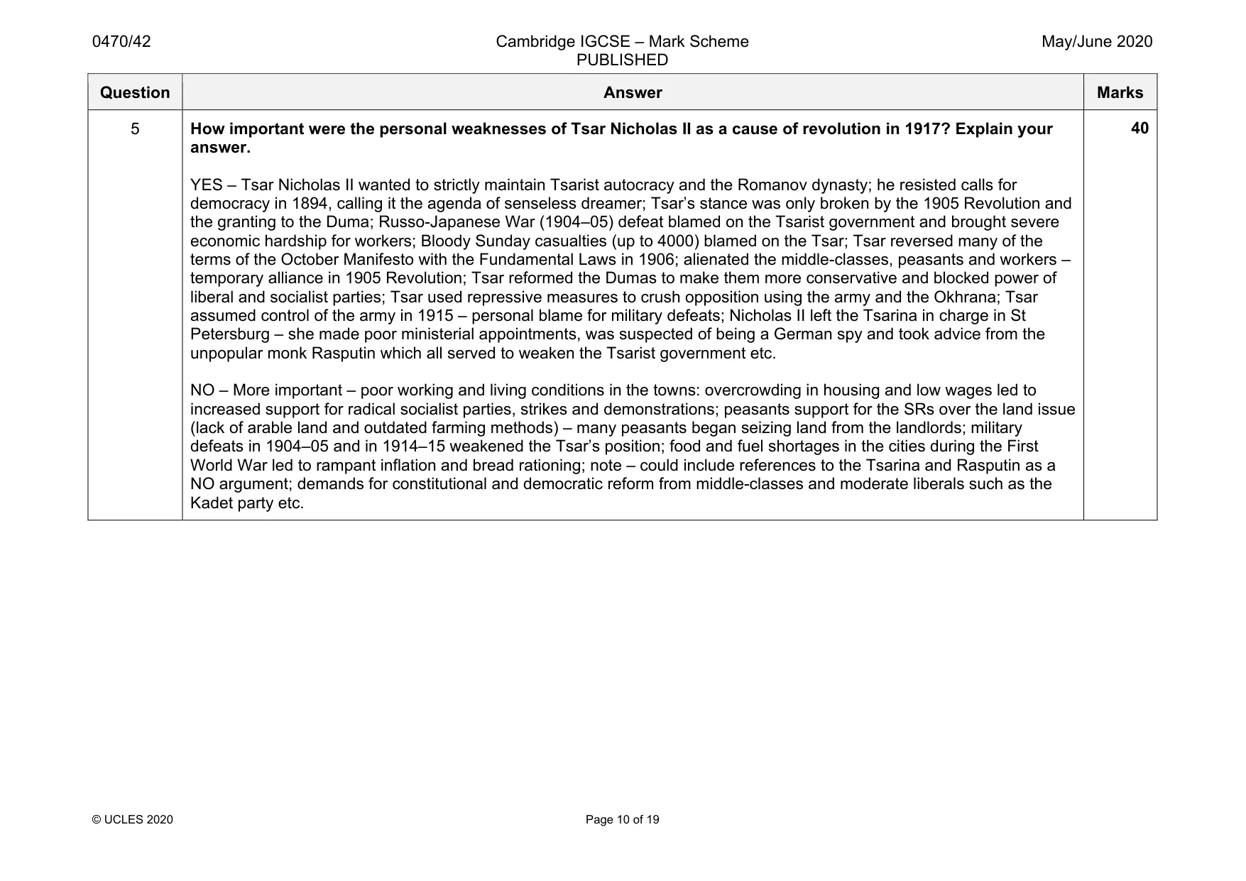 Mark scheme, page 10 of 19