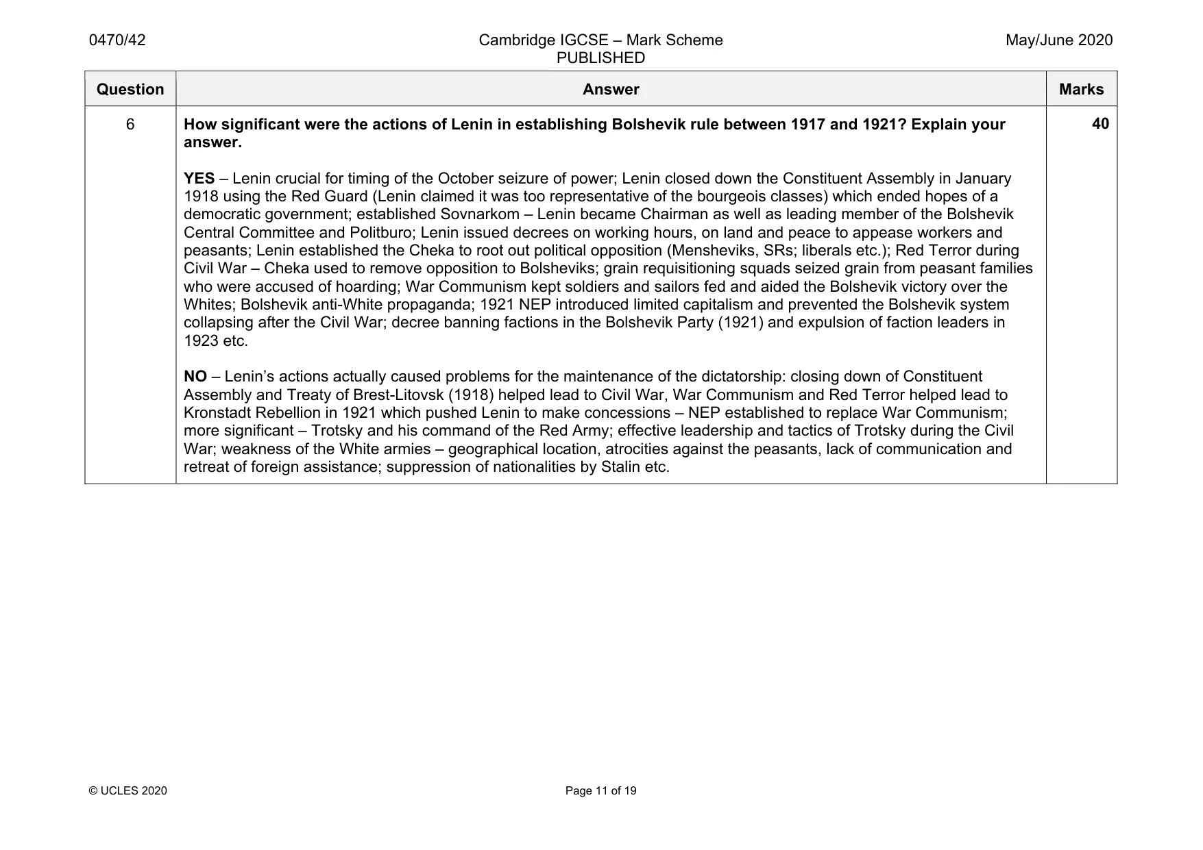 Mark scheme, page 11 of 19