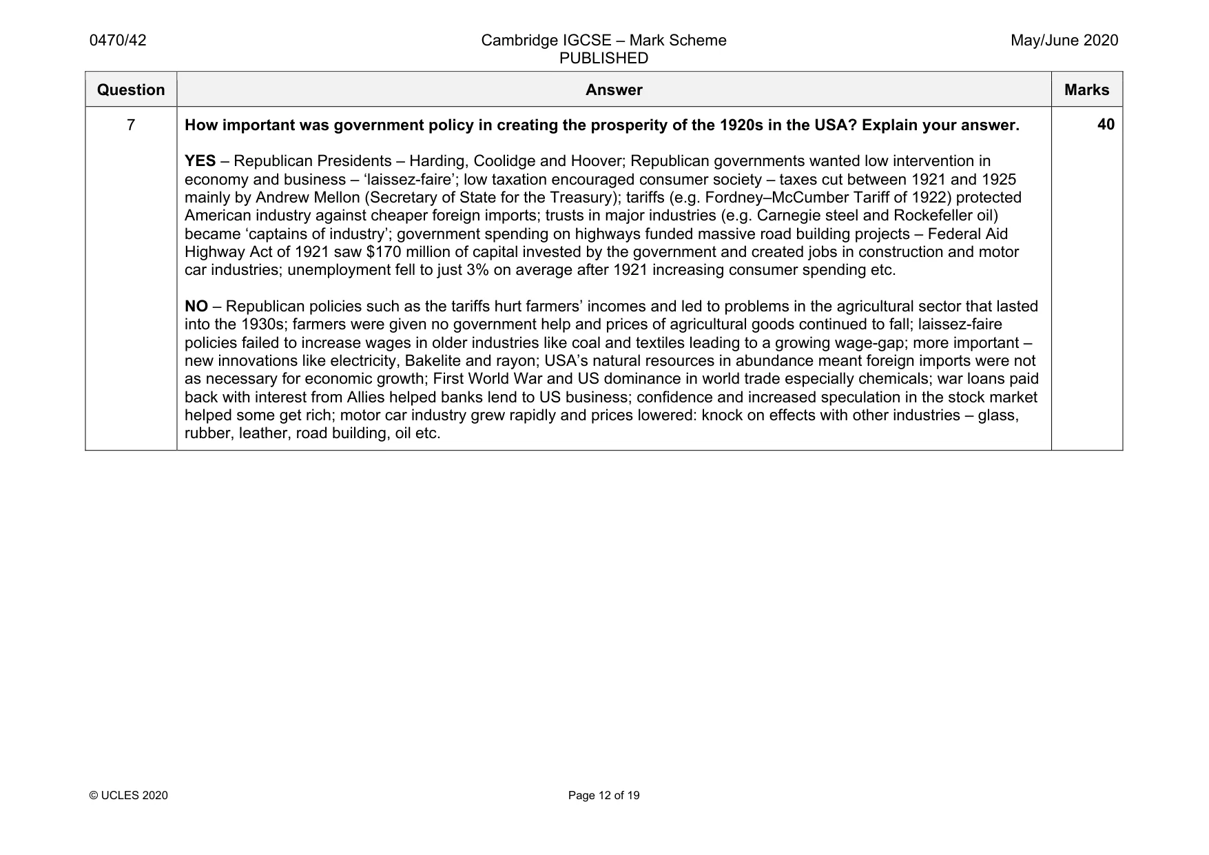 Mark scheme, page 12 of 19
