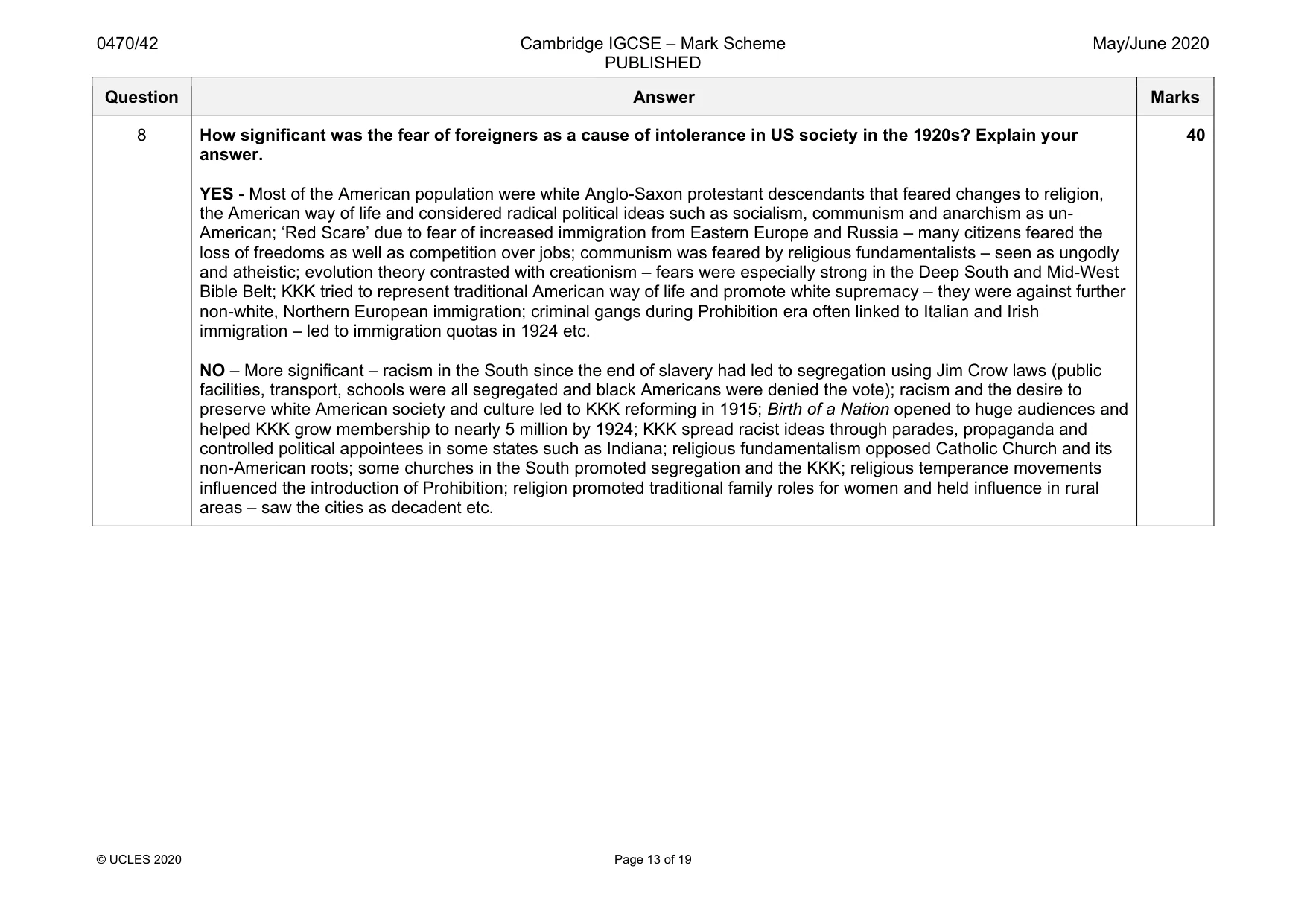 Mark scheme, page 13 of 19