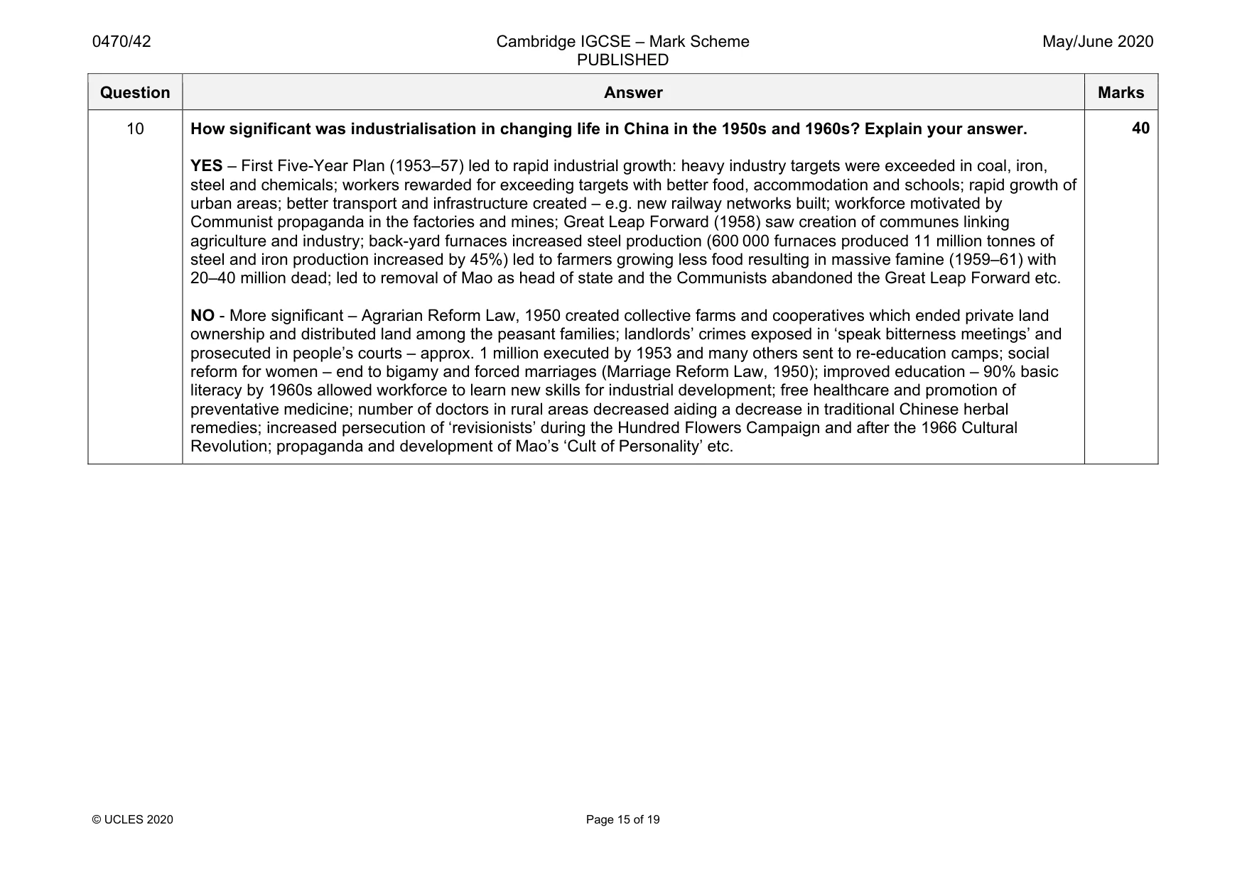 Mark scheme, page 15 of 19