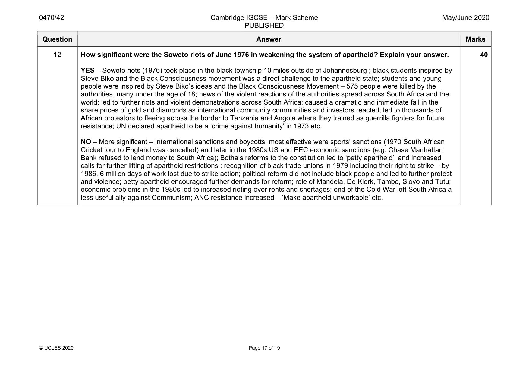 Mark scheme, page 17 of 19