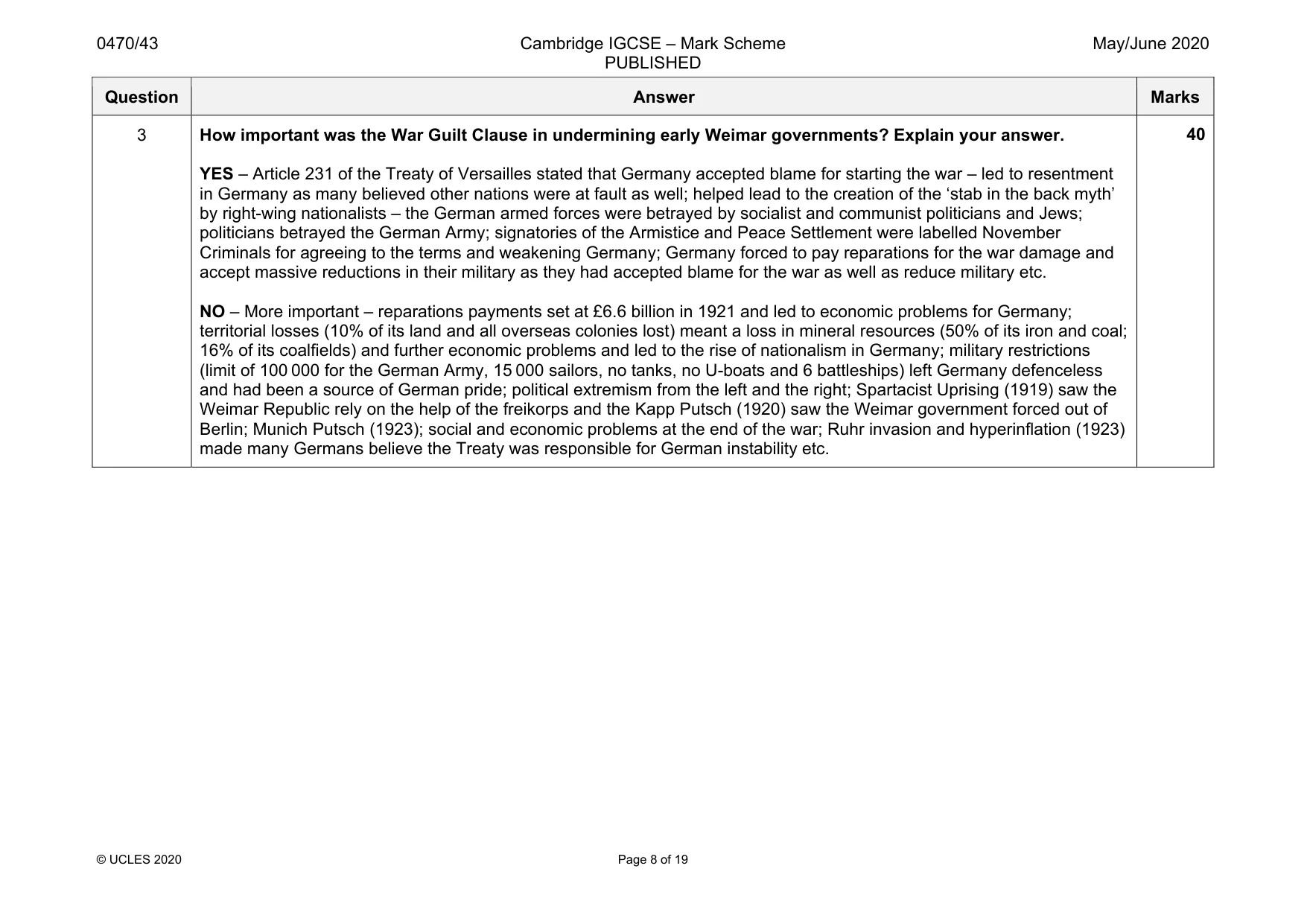 Mark scheme, page 8 of 19