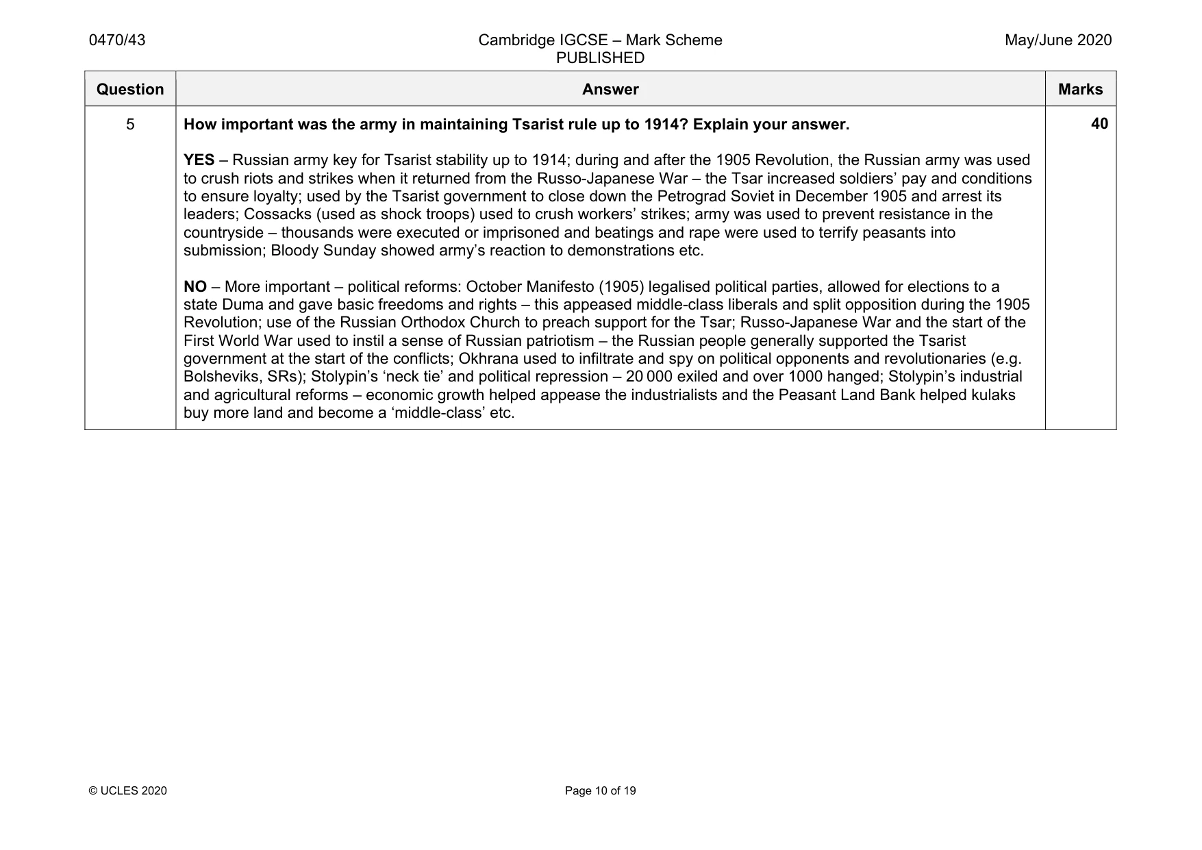 Mark scheme, page 10 of 19