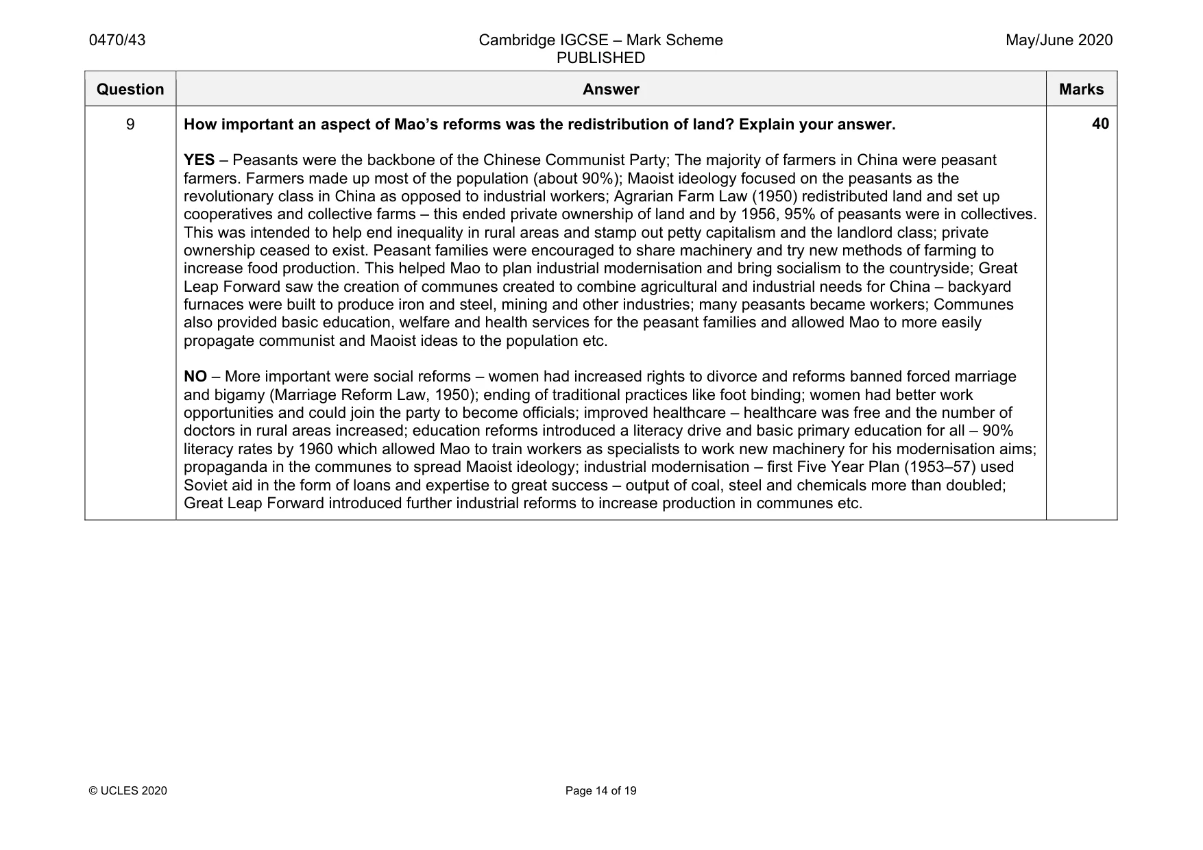 Mark scheme, page 14 of 19