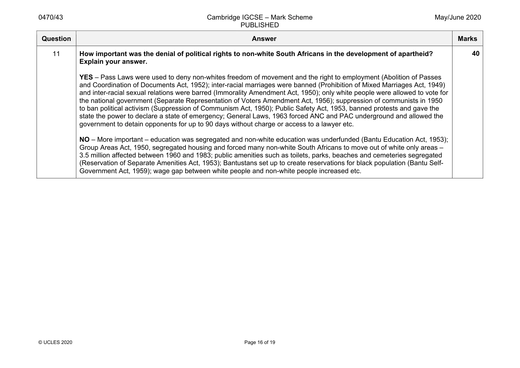 Mark scheme, page 16 of 19