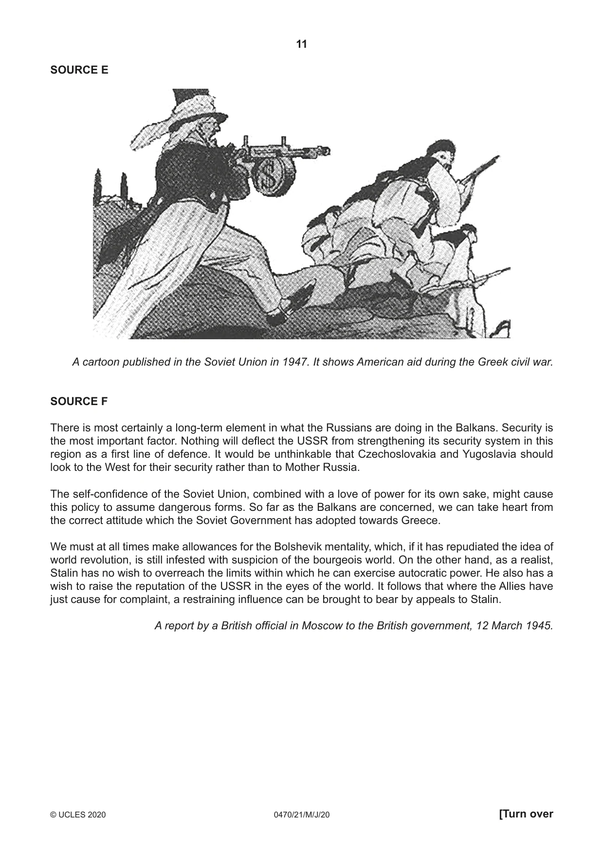 Cambridge IGCSE History 0470 2020 May/June Paper 2 · Variant 1 question paper, page 11 of 16