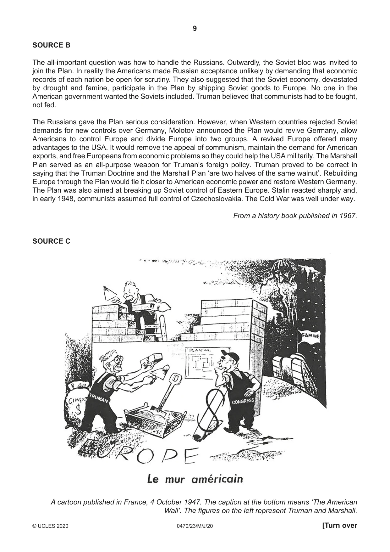 Cambridge IGCSE History 0470 2020 May/June Paper 2 · Variant 3 question paper, page 9 of 12