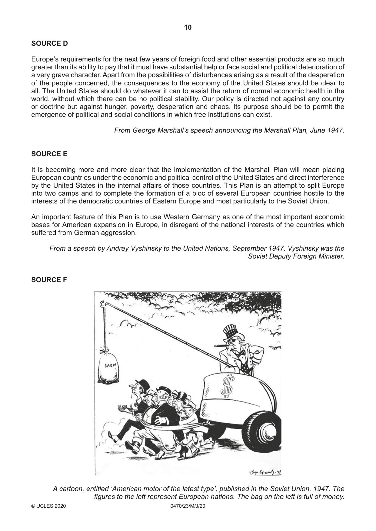 Cambridge IGCSE History 0470 2020 May/June Paper 2 · Variant 3 question paper, page 10 of 12