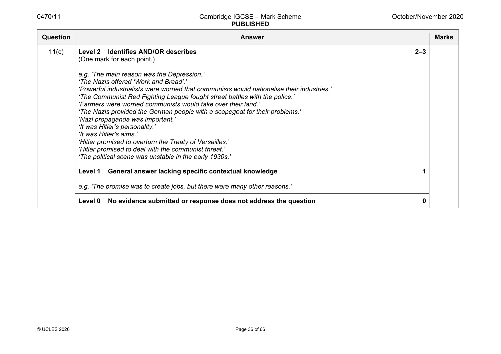 Mark scheme, page 36 of 66