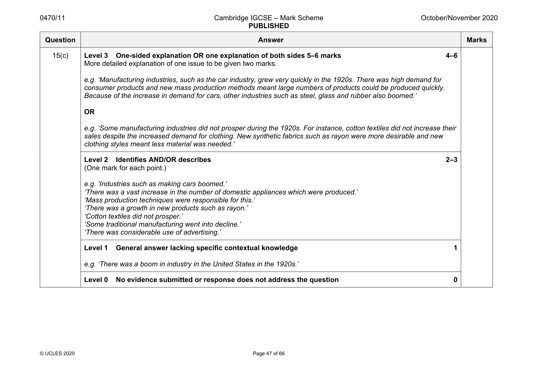 Mark scheme, page 47 of 66
