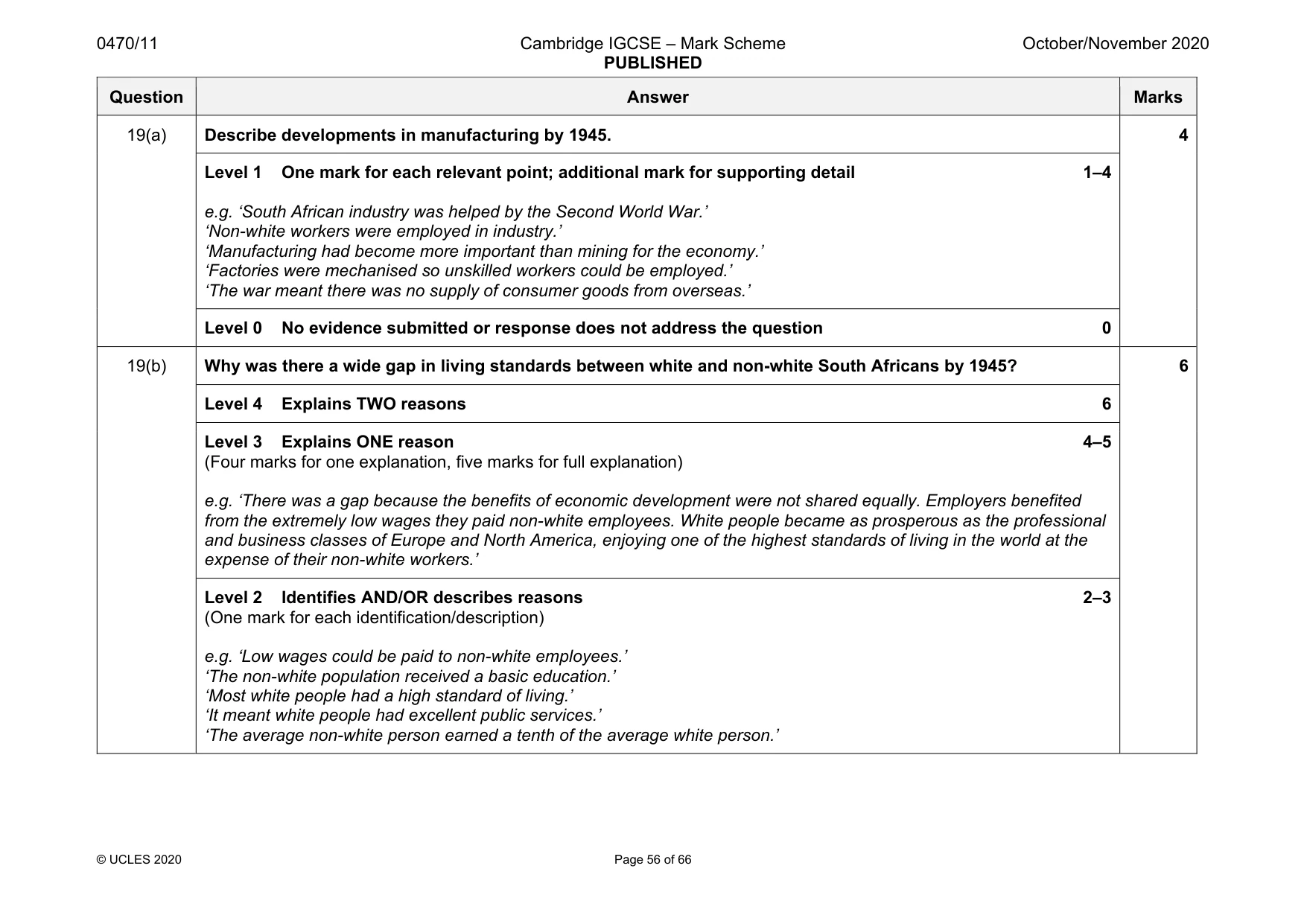 Mark scheme, page 56 of 66