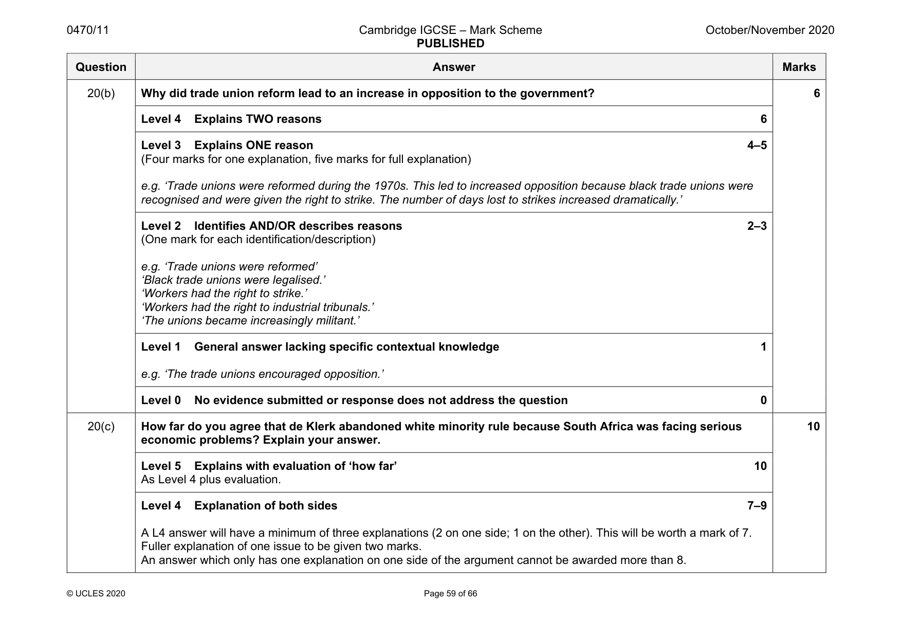 Mark scheme, page 59 of 66