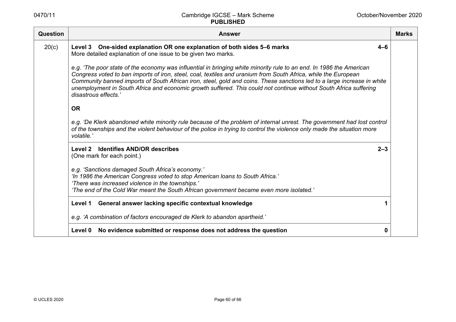 Mark scheme, page 60 of 66