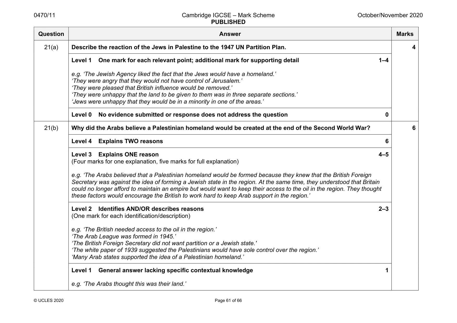 Mark scheme, page 61 of 66