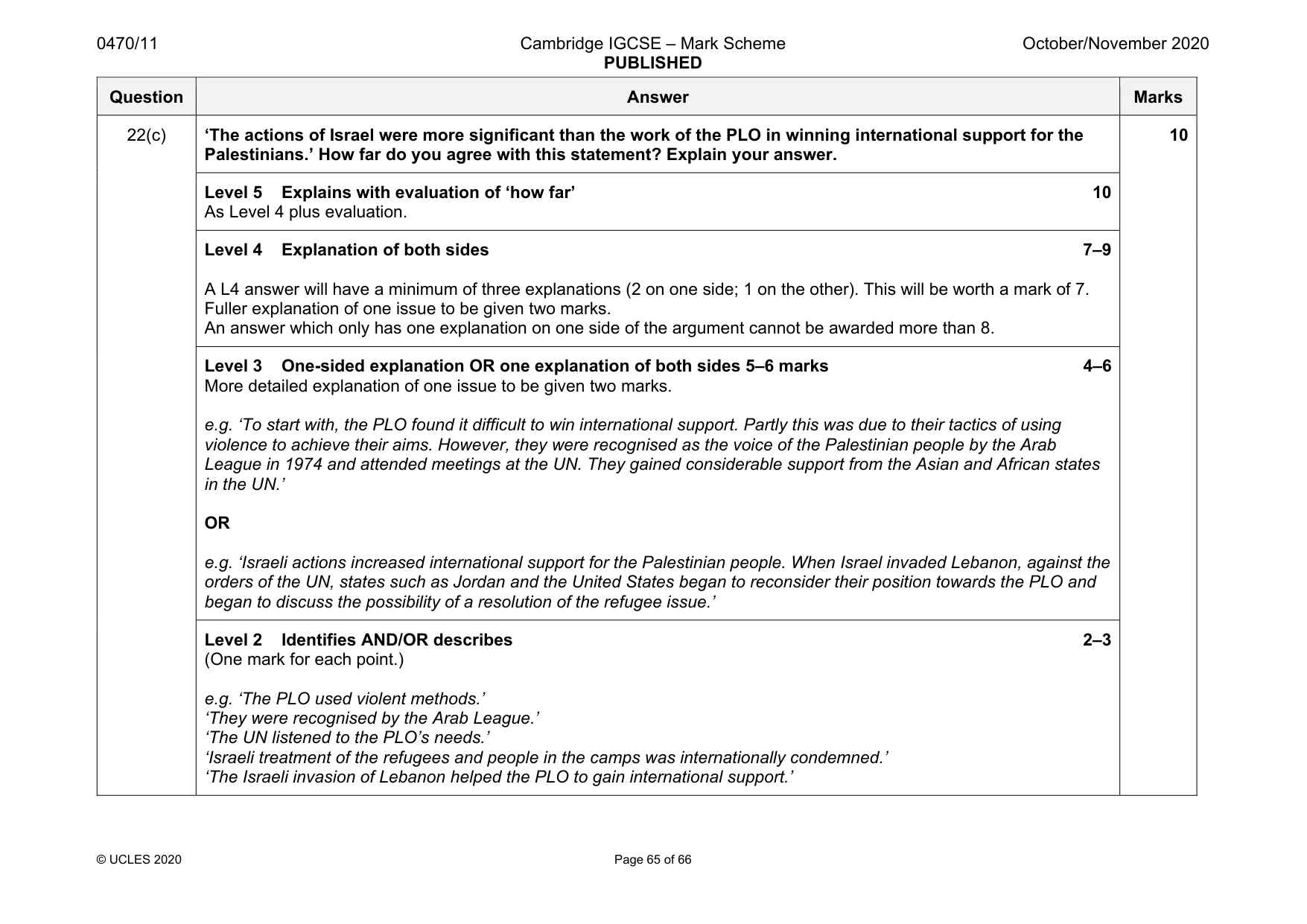 Mark scheme, page 65 of 66