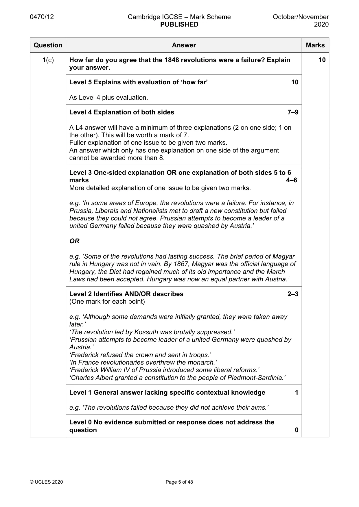 Mark scheme, page 5 of 48