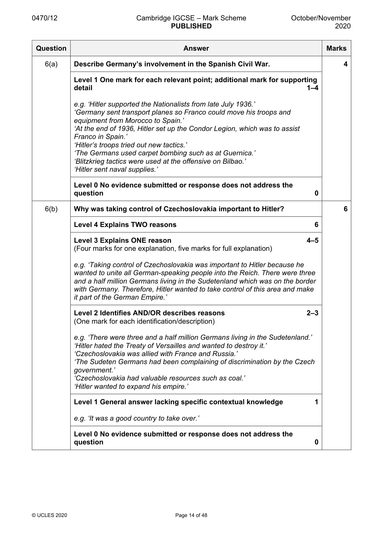 Mark scheme, page 14 of 48