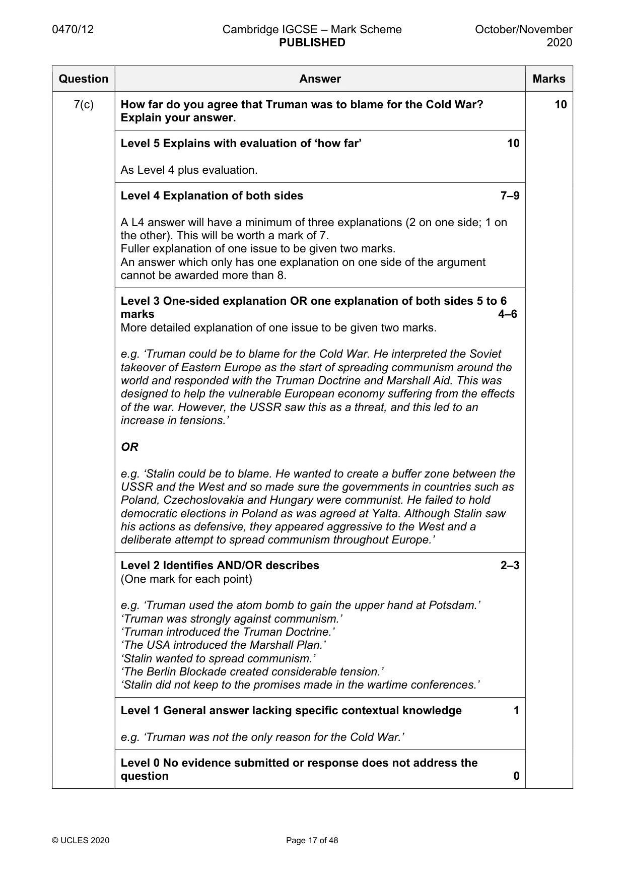 Mark scheme, page 17 of 48