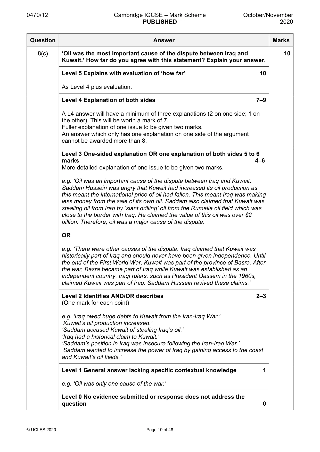 Mark scheme, page 19 of 48
