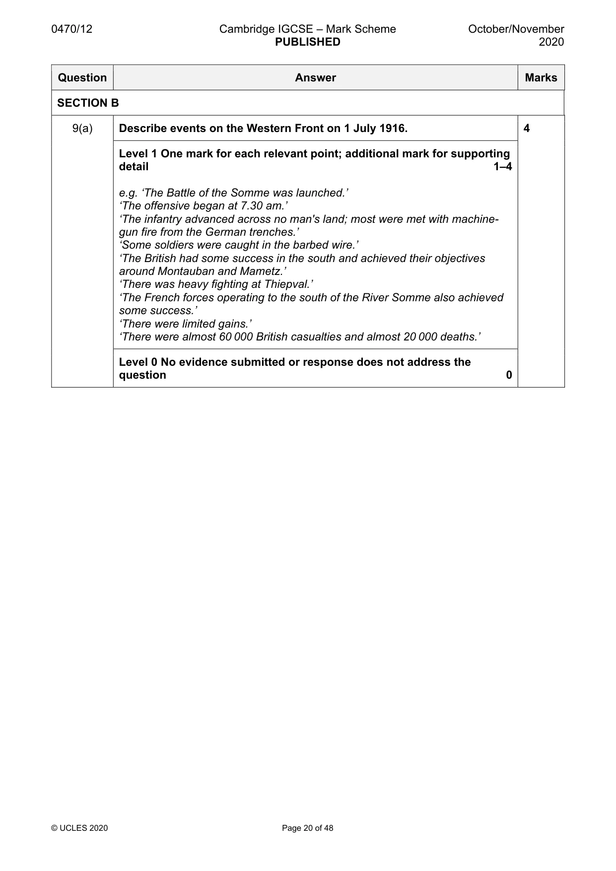 Mark scheme, page 20 of 48