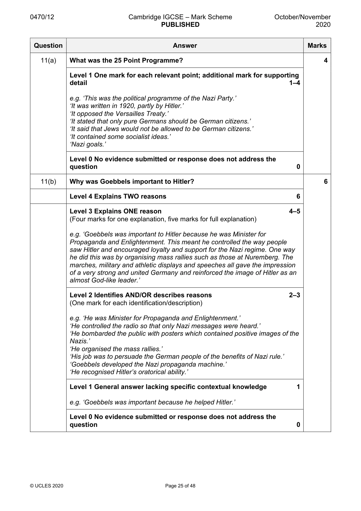 Mark scheme, page 25 of 48