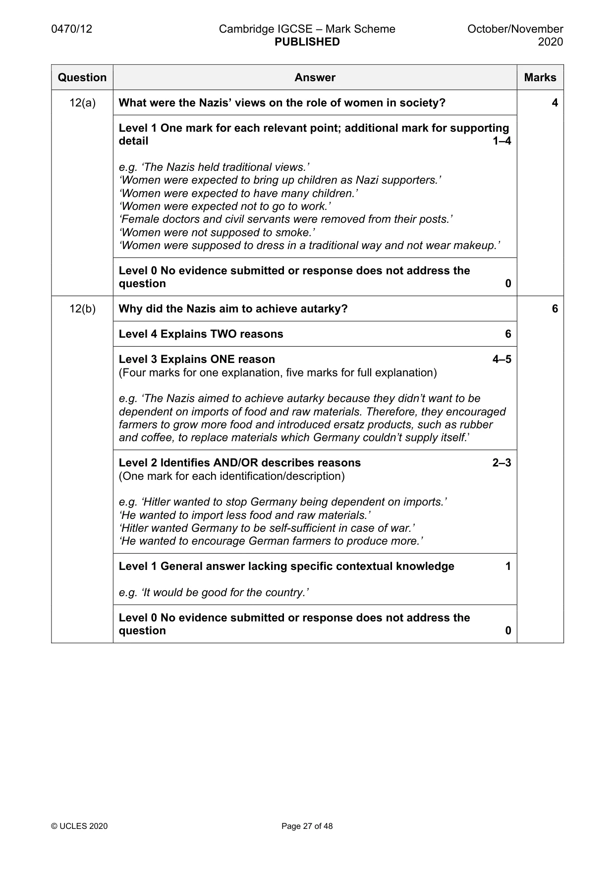 Mark scheme, page 27 of 48