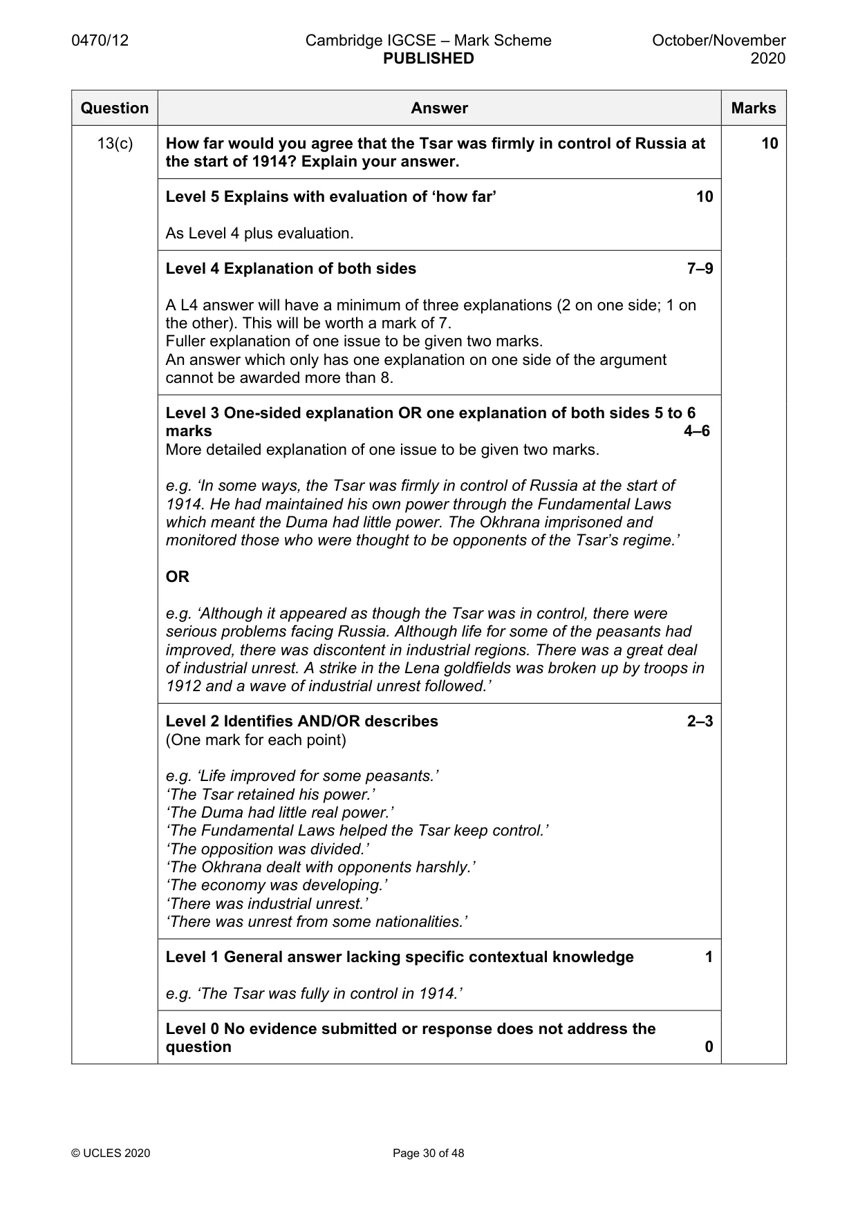Mark scheme, page 30 of 48
