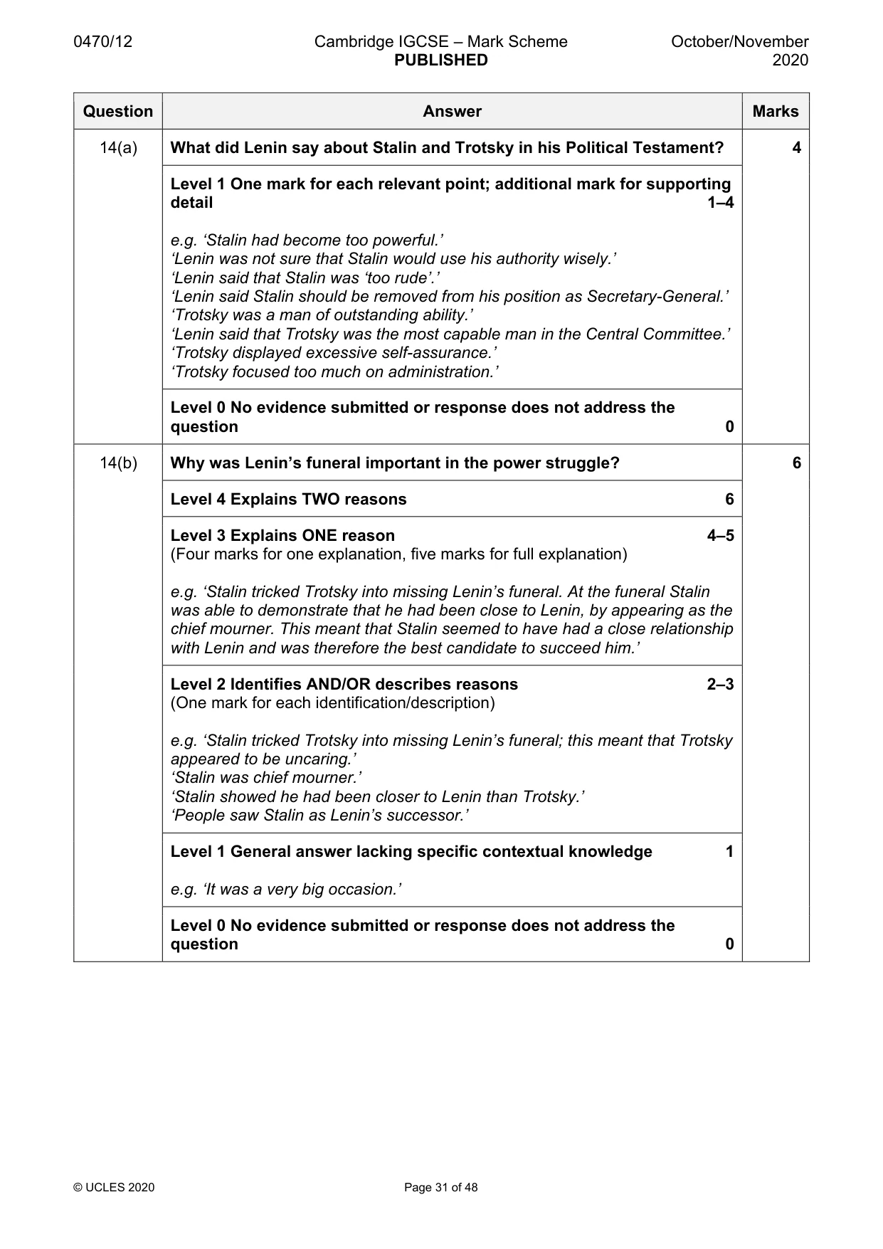 Mark scheme, page 31 of 48