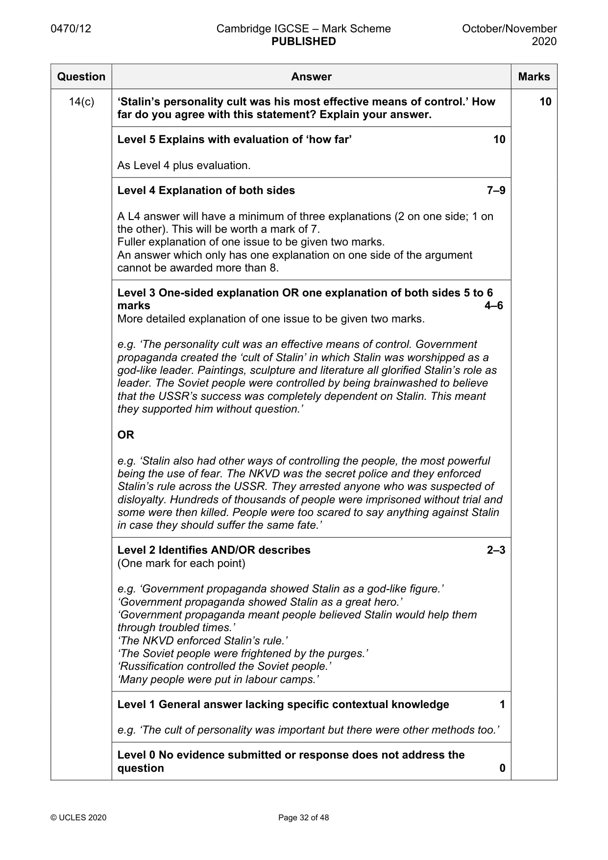 Mark scheme, page 32 of 48